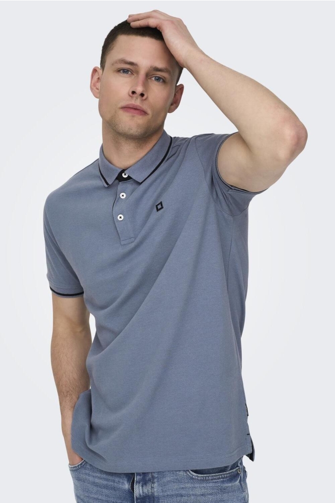 ONSFLETCHER LIFE SLIM SS POLO NOOS 22024827 FLINT STONE